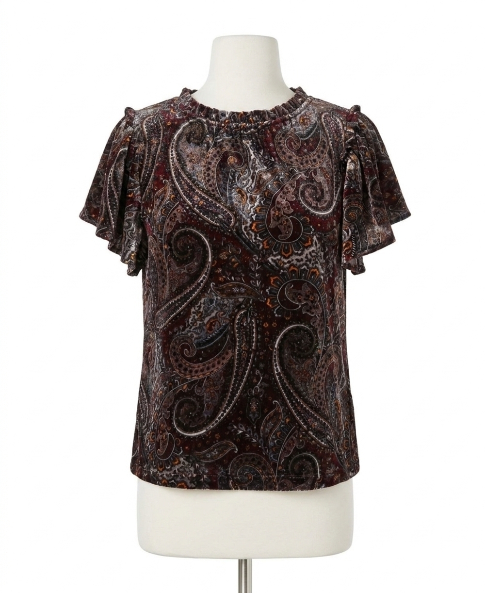 NEW IVY JANE paisley flounce blouse in black